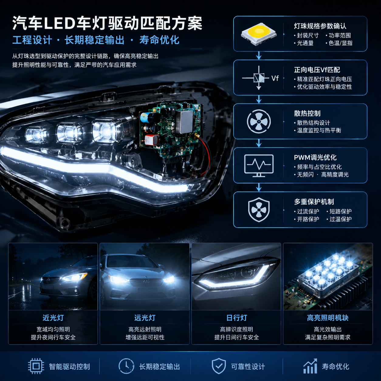 车灯灯珠驱动电流匹配设计要点(汽车LED电流选择与寿命优化)