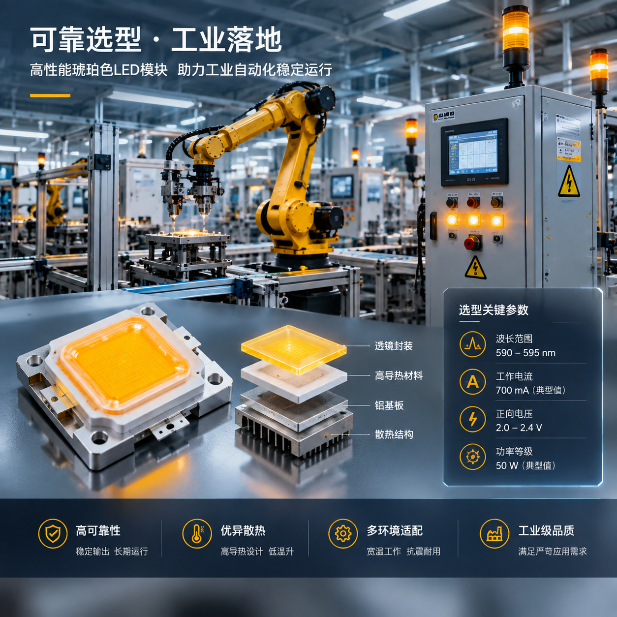 琥珀色LED灯珠(波长特点与应用选型指南)