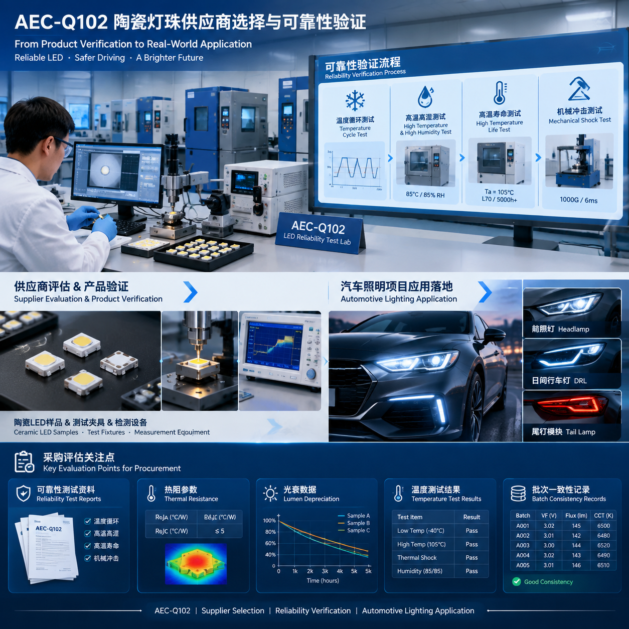 AEC-Q102 陶瓷灯珠(汽车级LED可靠性选型指南)