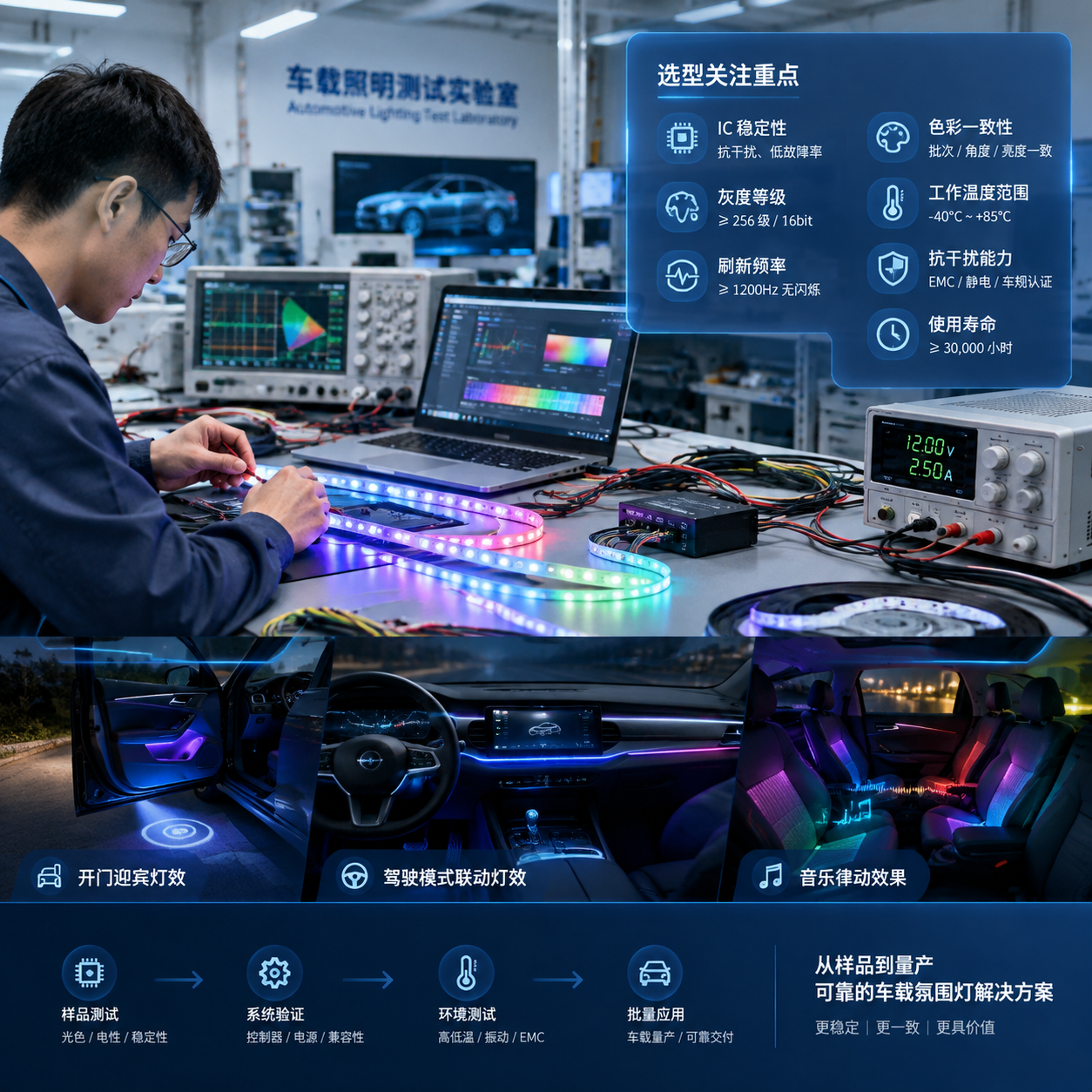 车载氛围灯内置 IC 可编程 RGB 灯珠(智能控制应用指南)