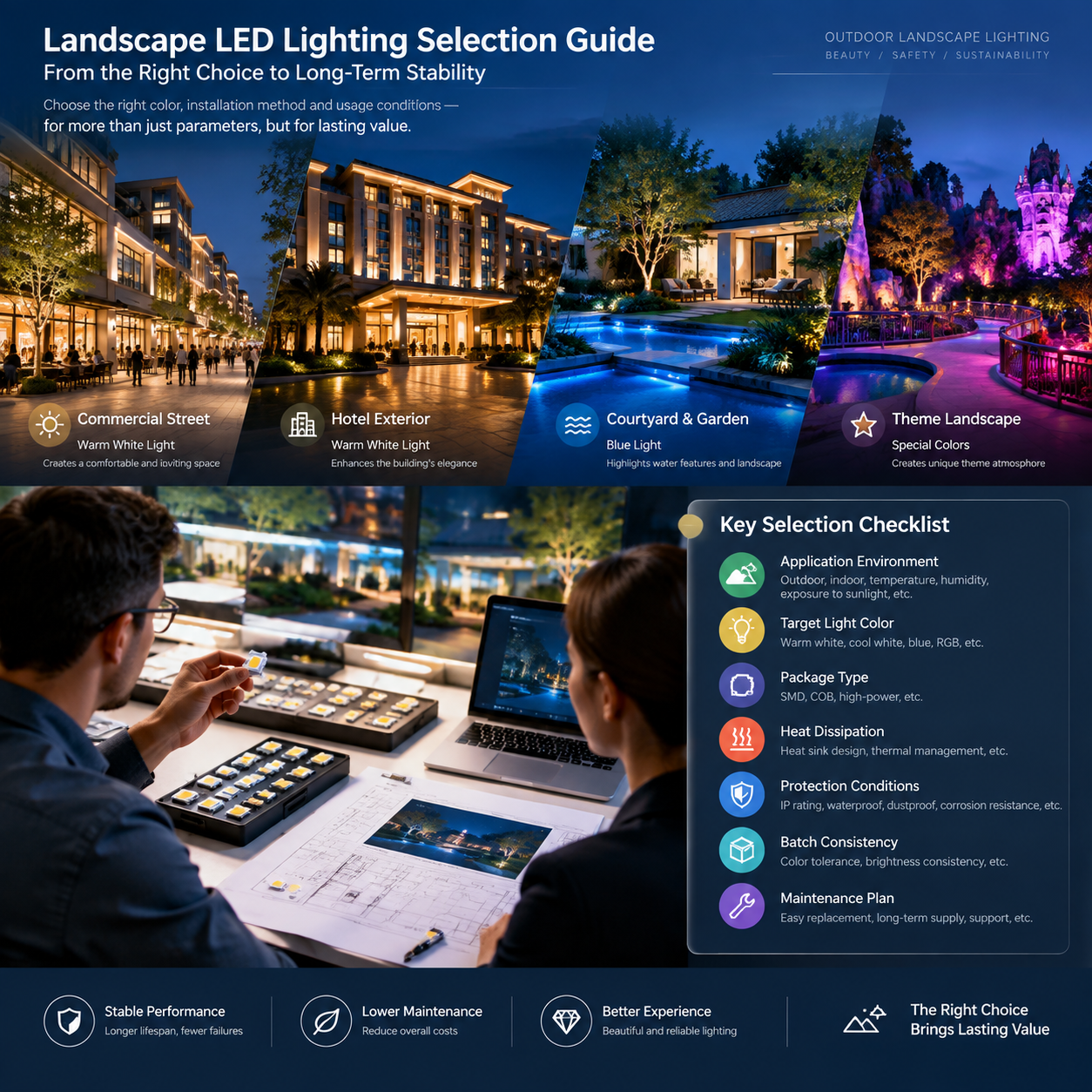 单色景观 LED 灯珠(户外照明应用选型指南)