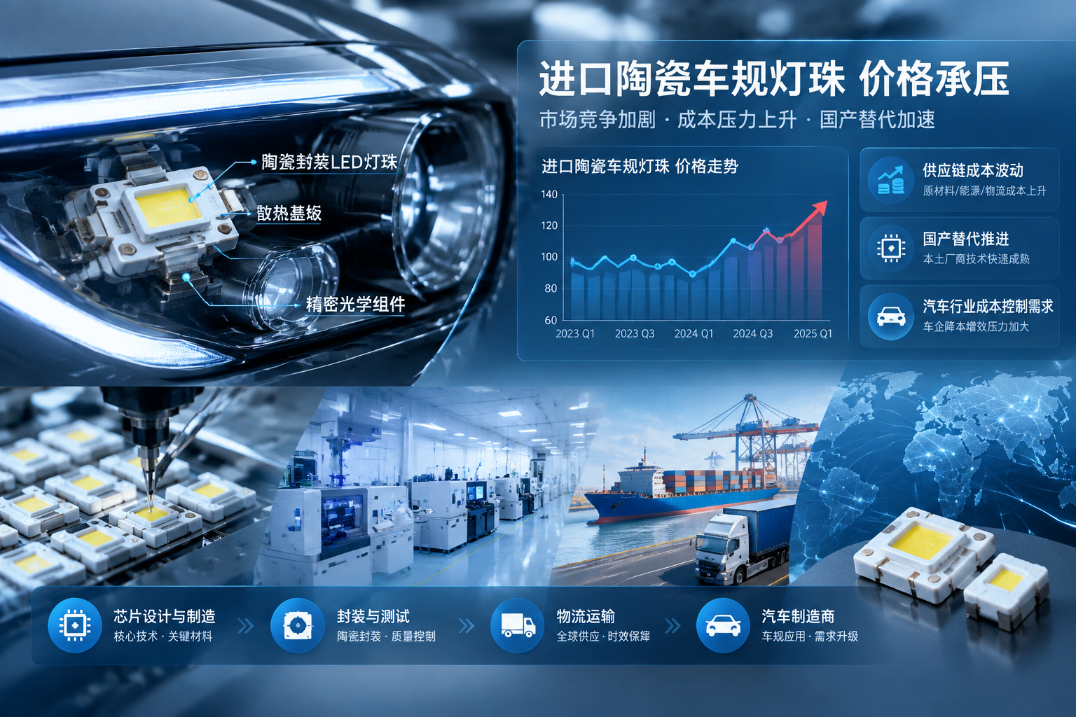 进口陶瓷车规灯珠市场价格压力与汽车LED供应链变化分析