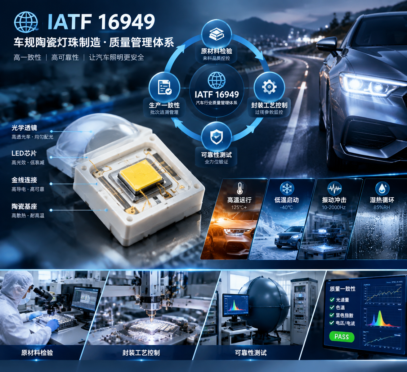 IATF16949体系下车规陶瓷灯珠制造与汽车前照灯应用场景