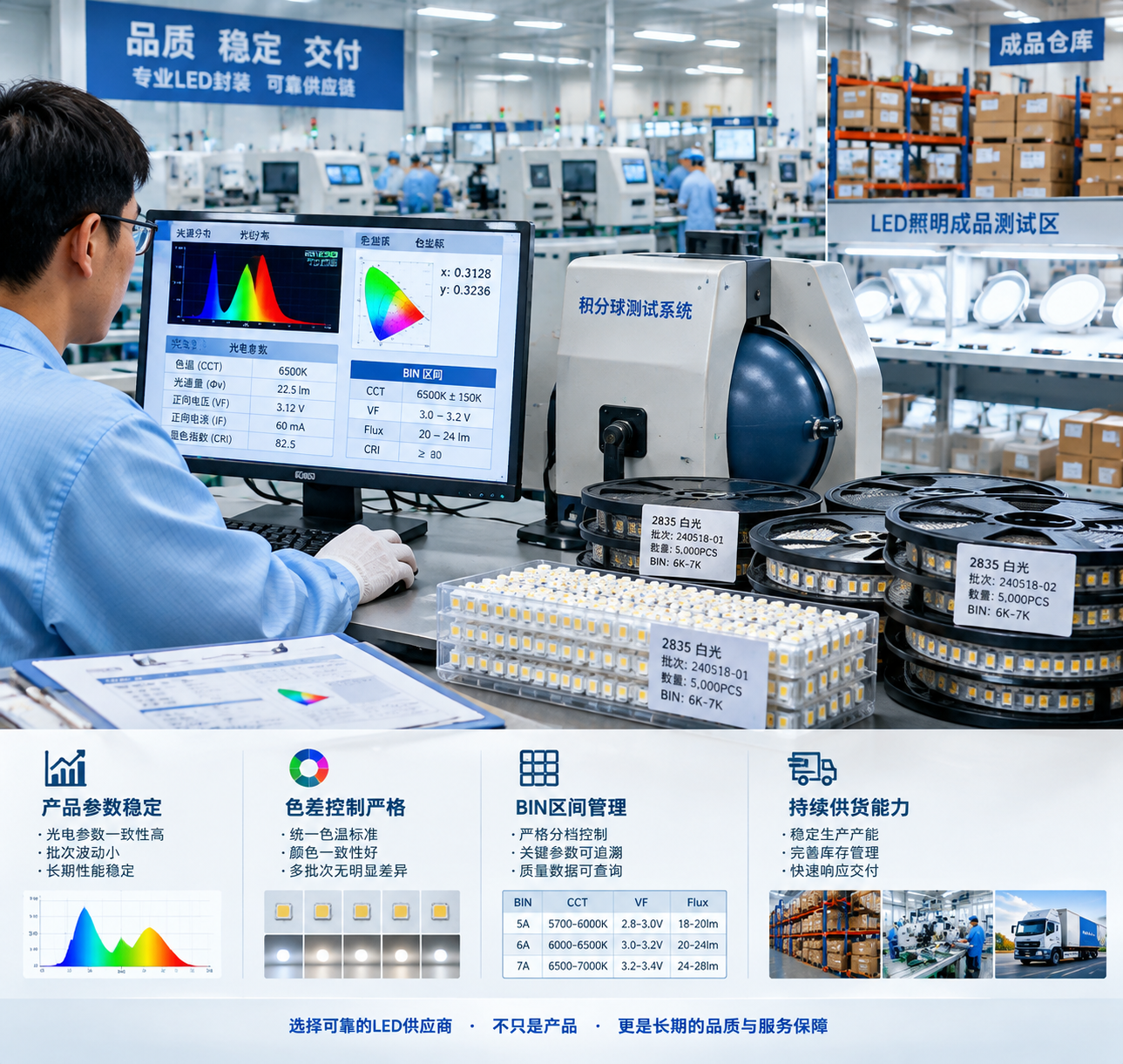 中之科技同款 2835 白光灯珠(批量采购规格与选型指南)