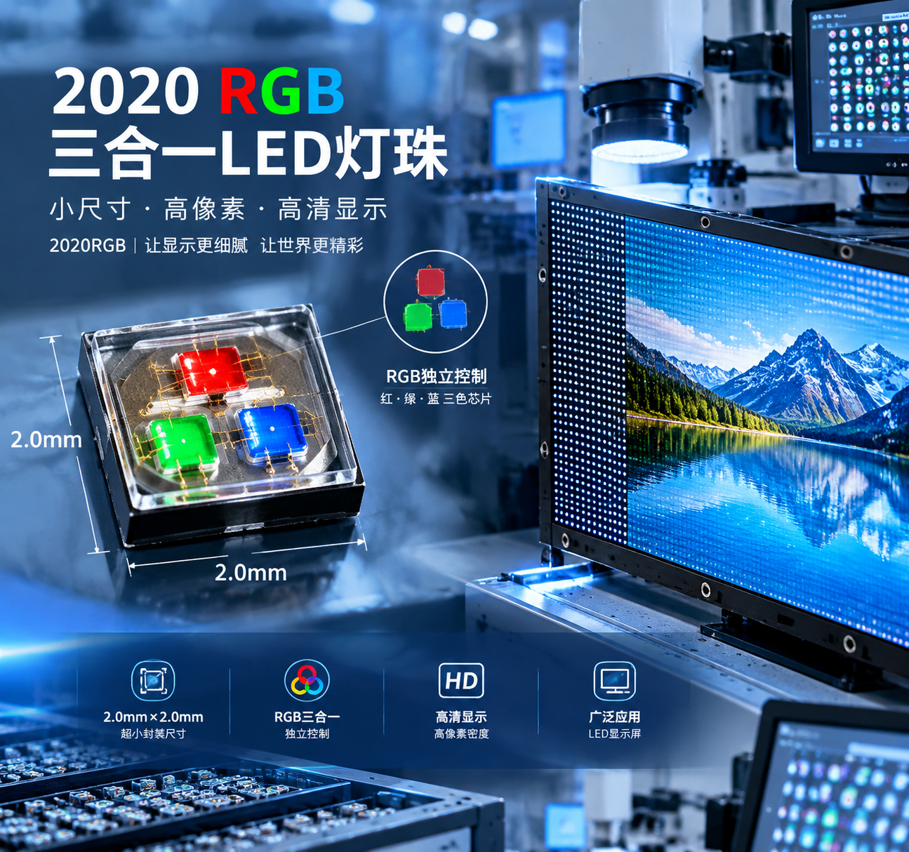 2020RGB灯珠高清LED显示屏核心主题