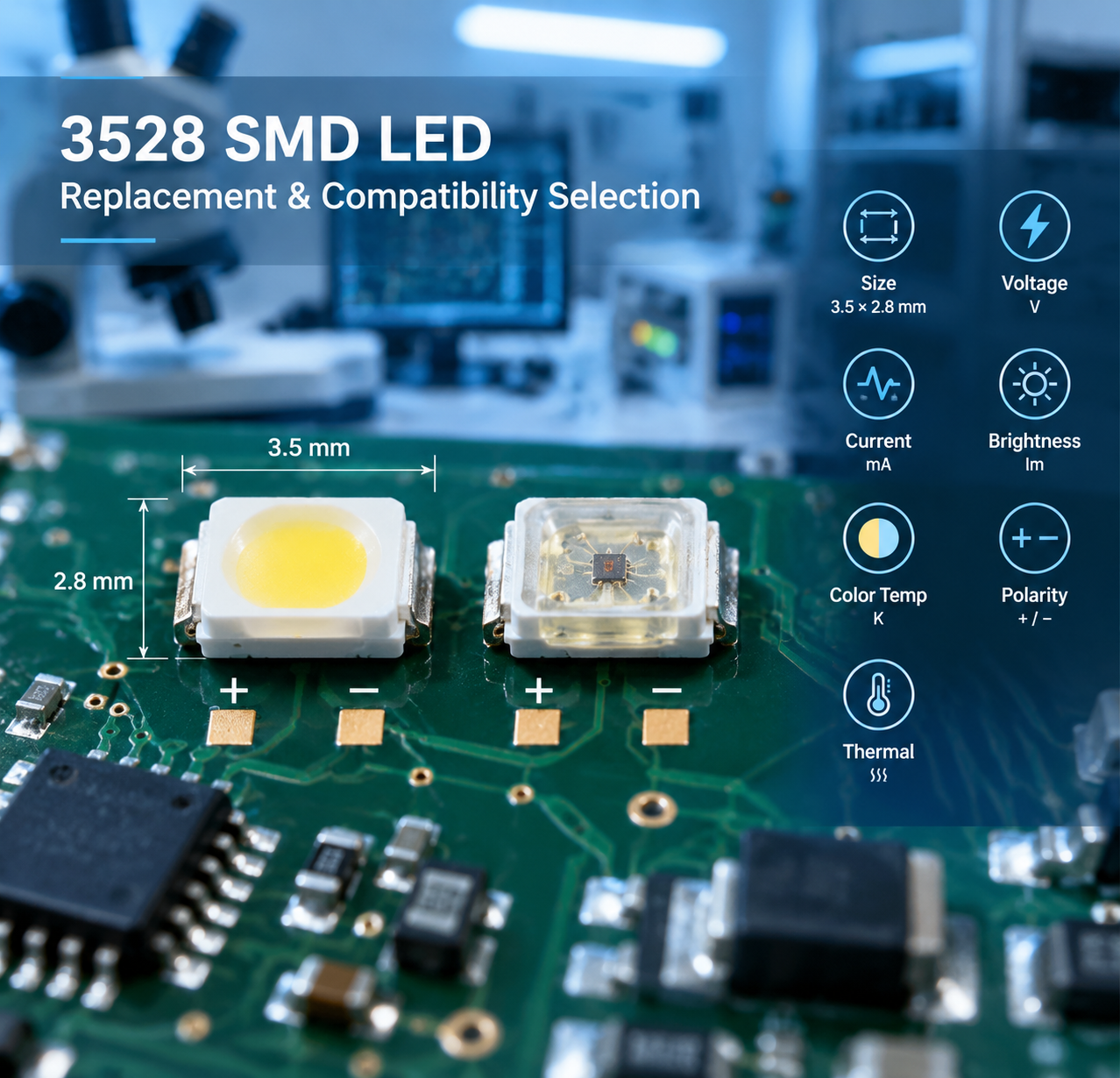 3528 SMD LED灯珠替换与兼容选型工业产品主题配图