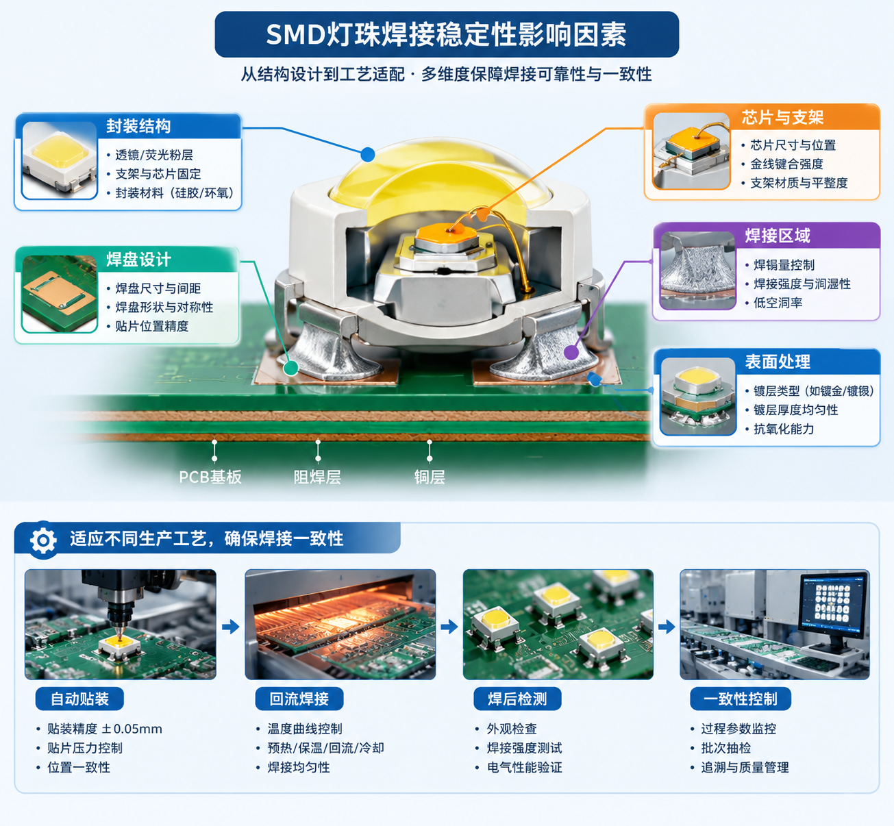 SMD灯珠焊接稳定性影响因素剖面图