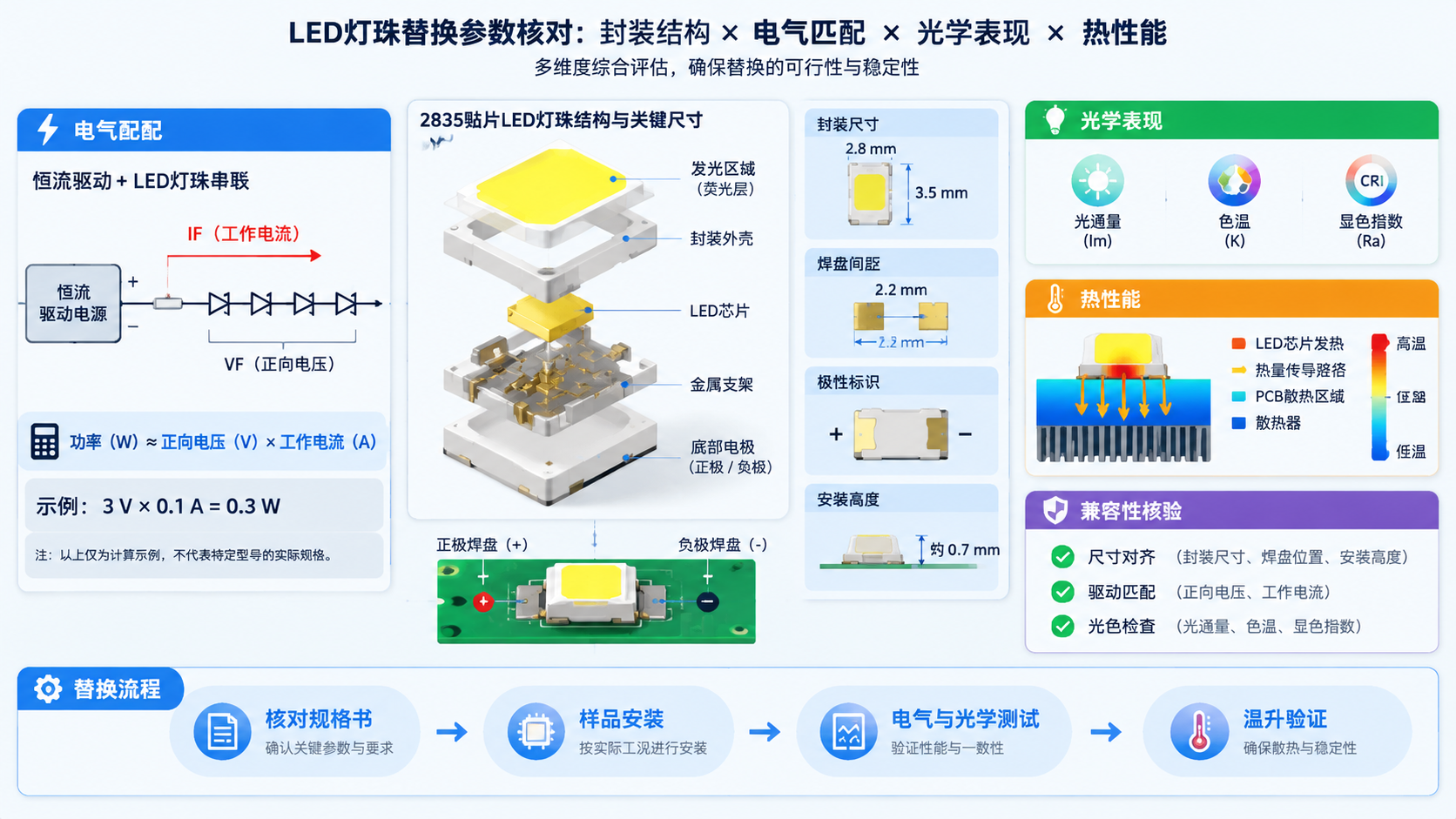 2835LED灯珠替换参数核对原理示意图
