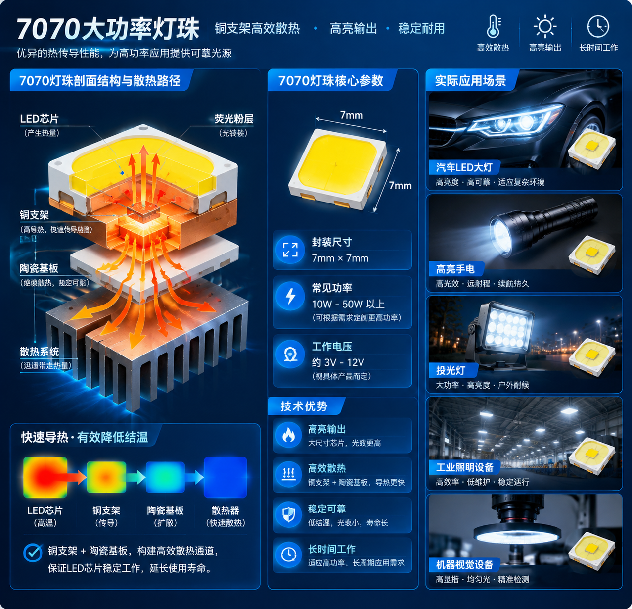 7070灯珠散热原理示意图