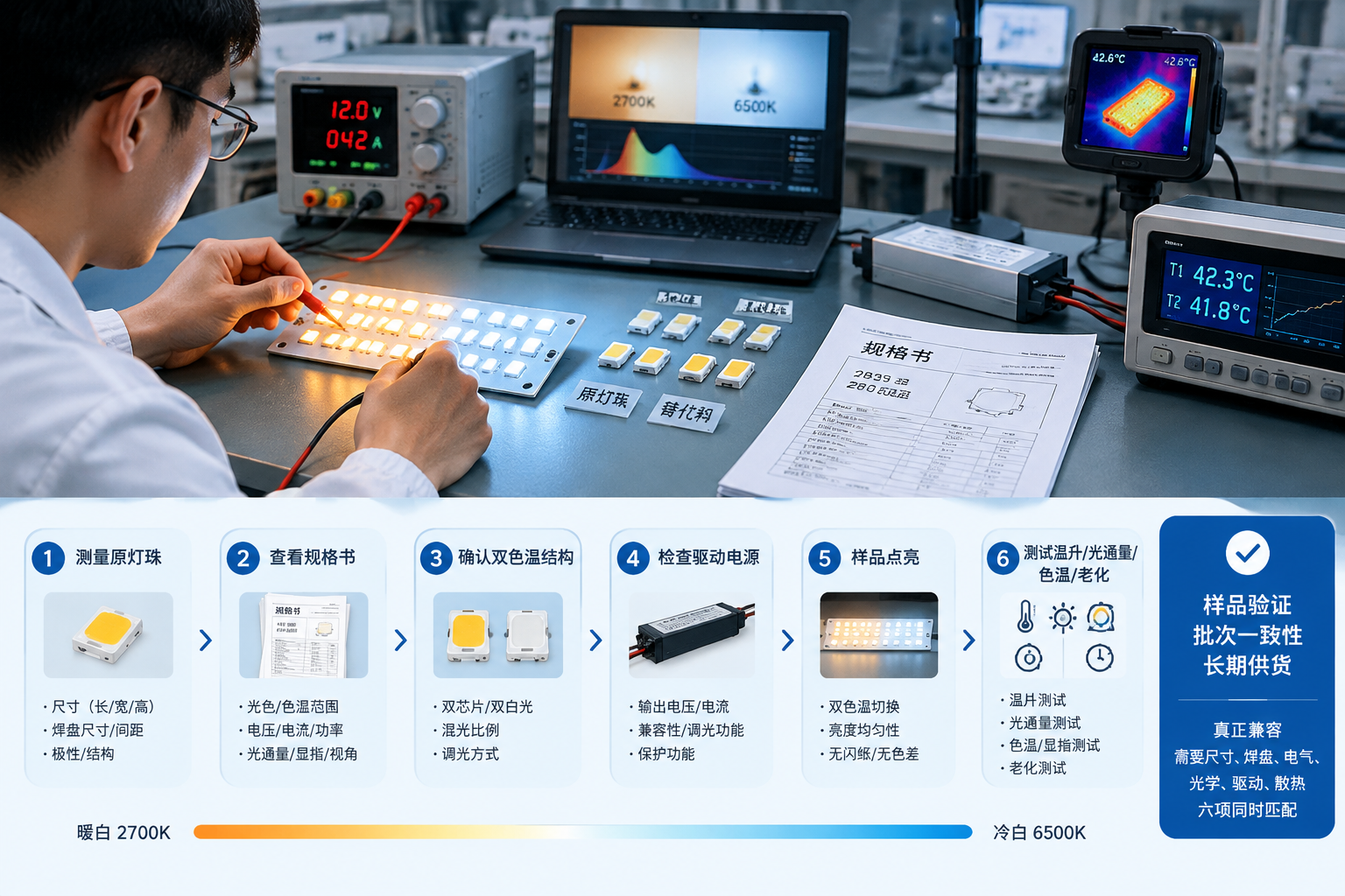 2835双色温灯珠替代料(型号与兼容选型指南)