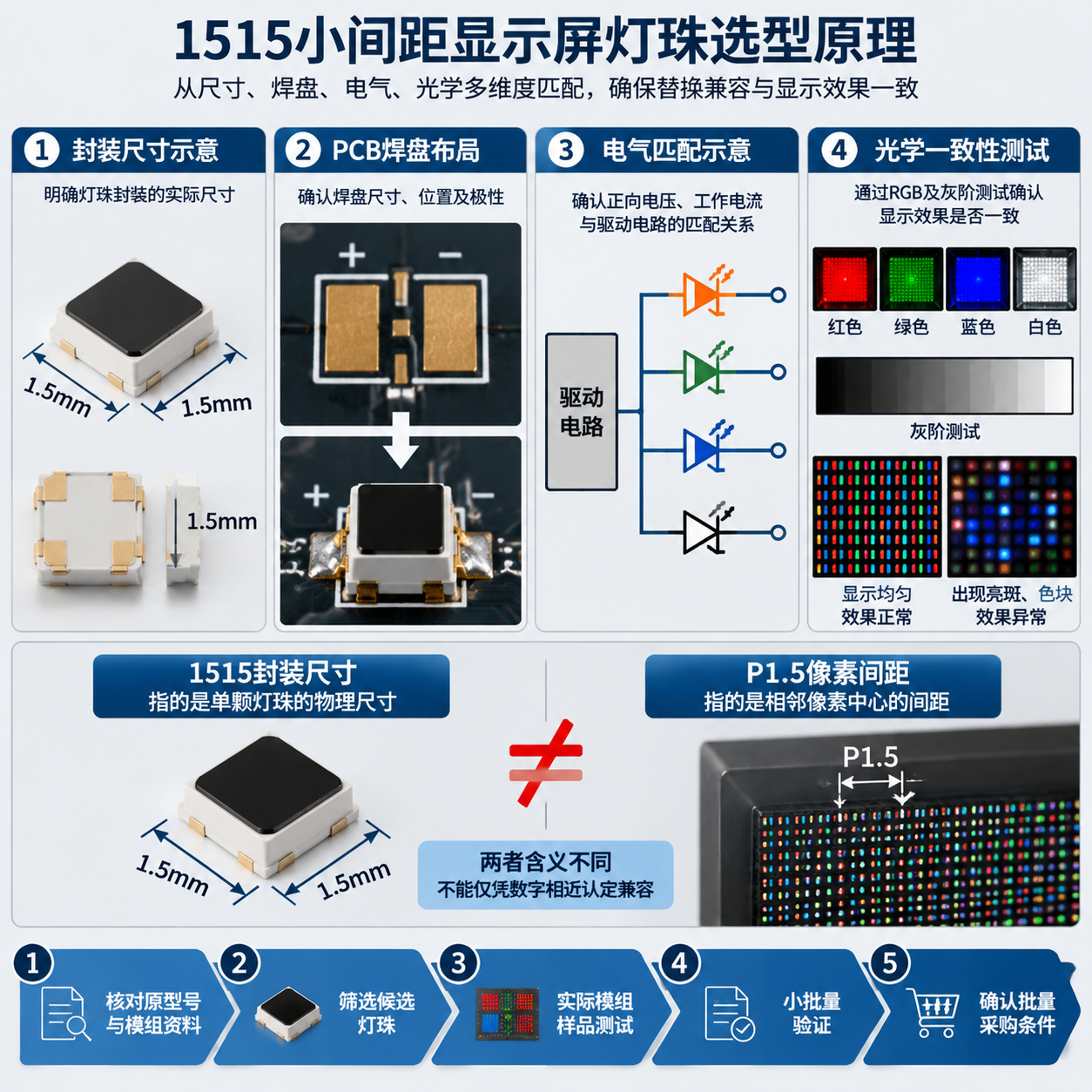 1515灯珠选型参数对比与兼容性技术示意图
