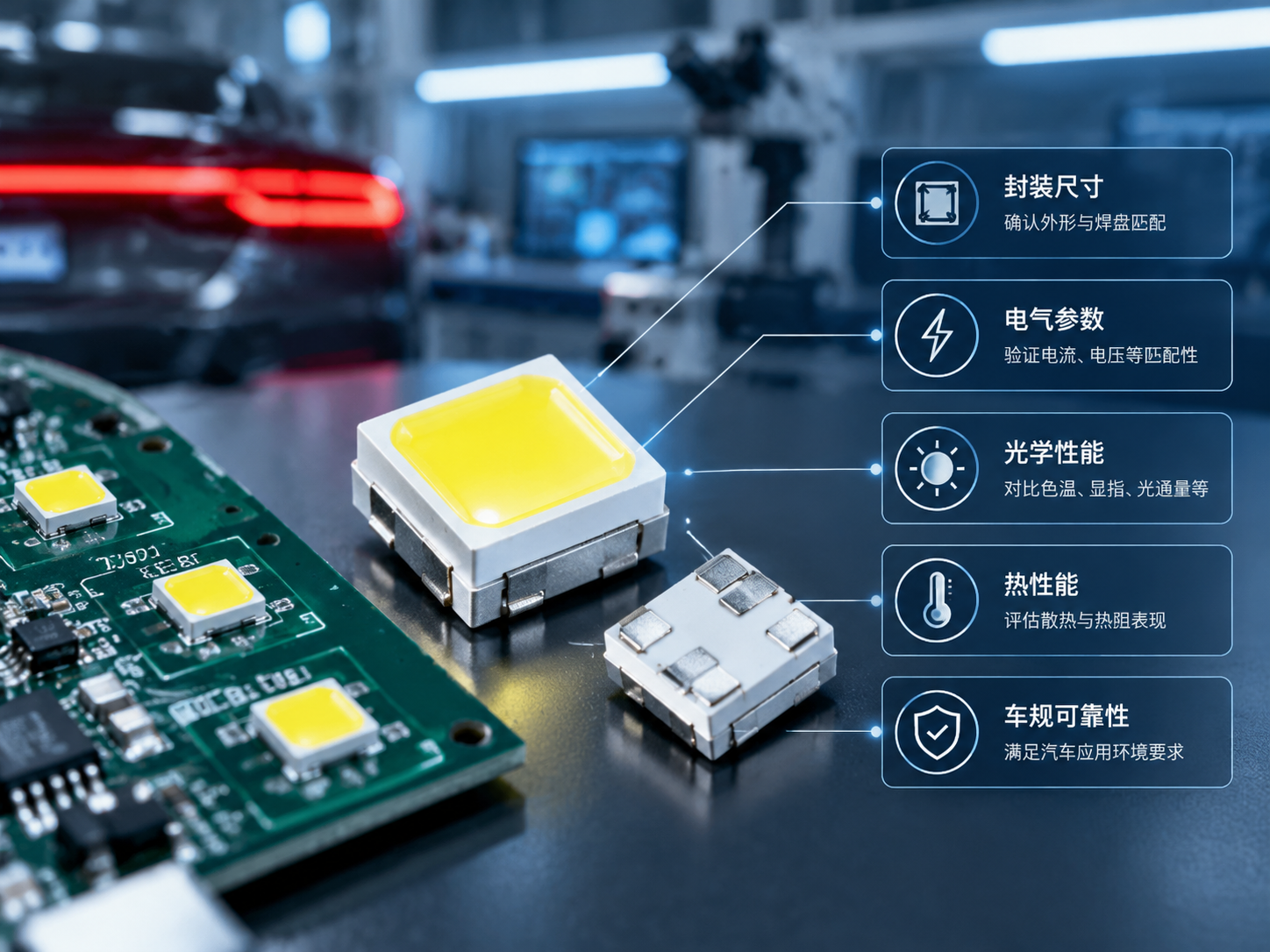 3030封装汽车LED灯珠与PCB安装关系