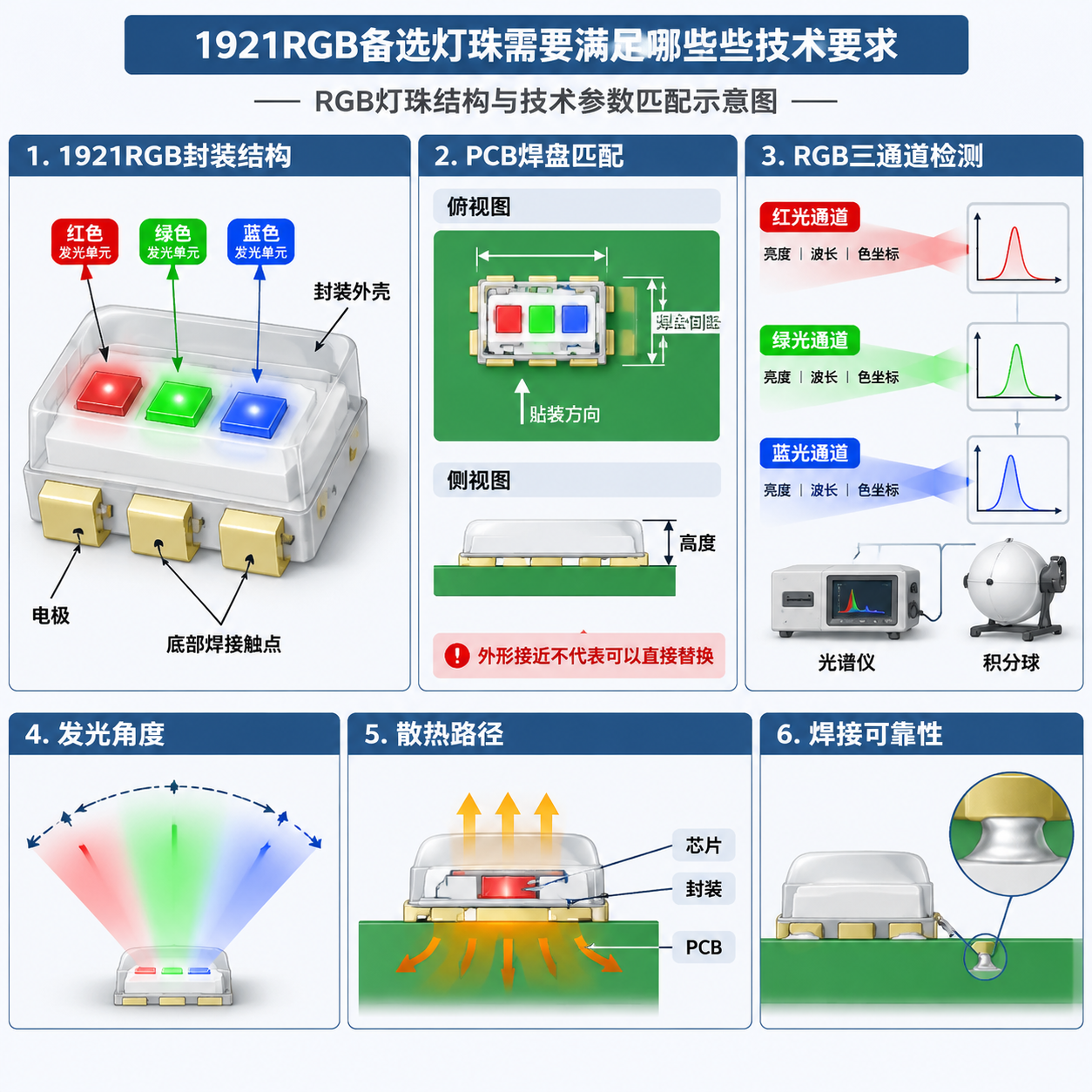 RGB灯珠结构与技术参数匹配示意图