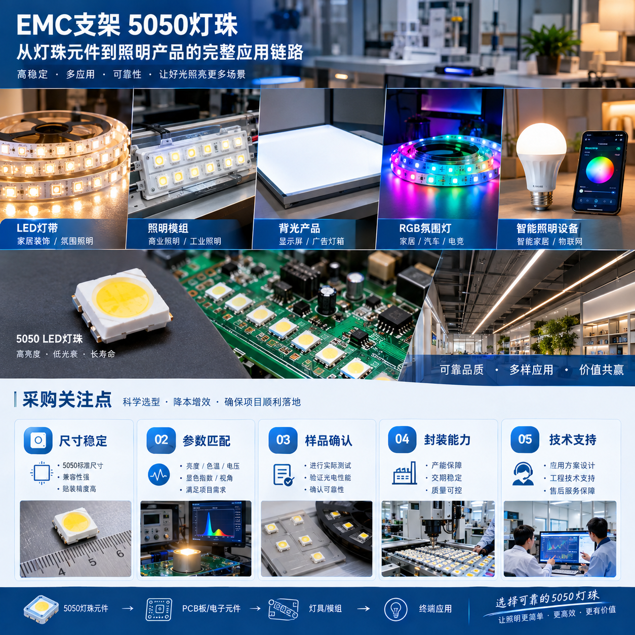 EMC支架5050灯珠(结构与选型指南)