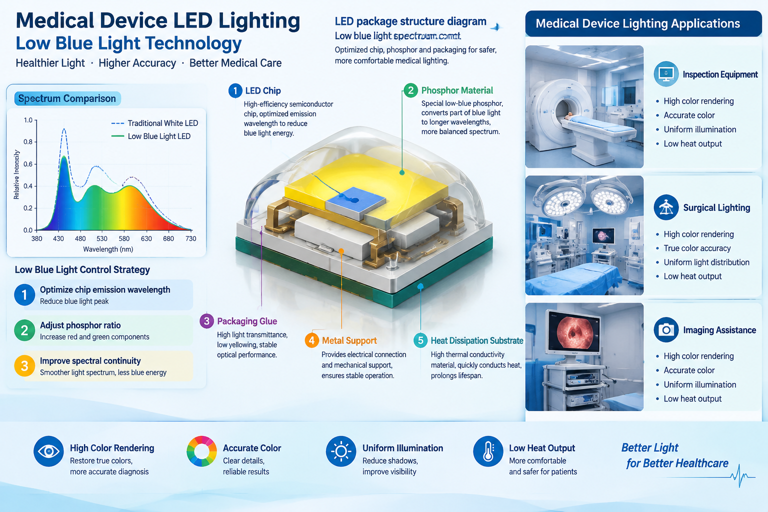 医疗LED灯珠低蓝光技术原理选型应用