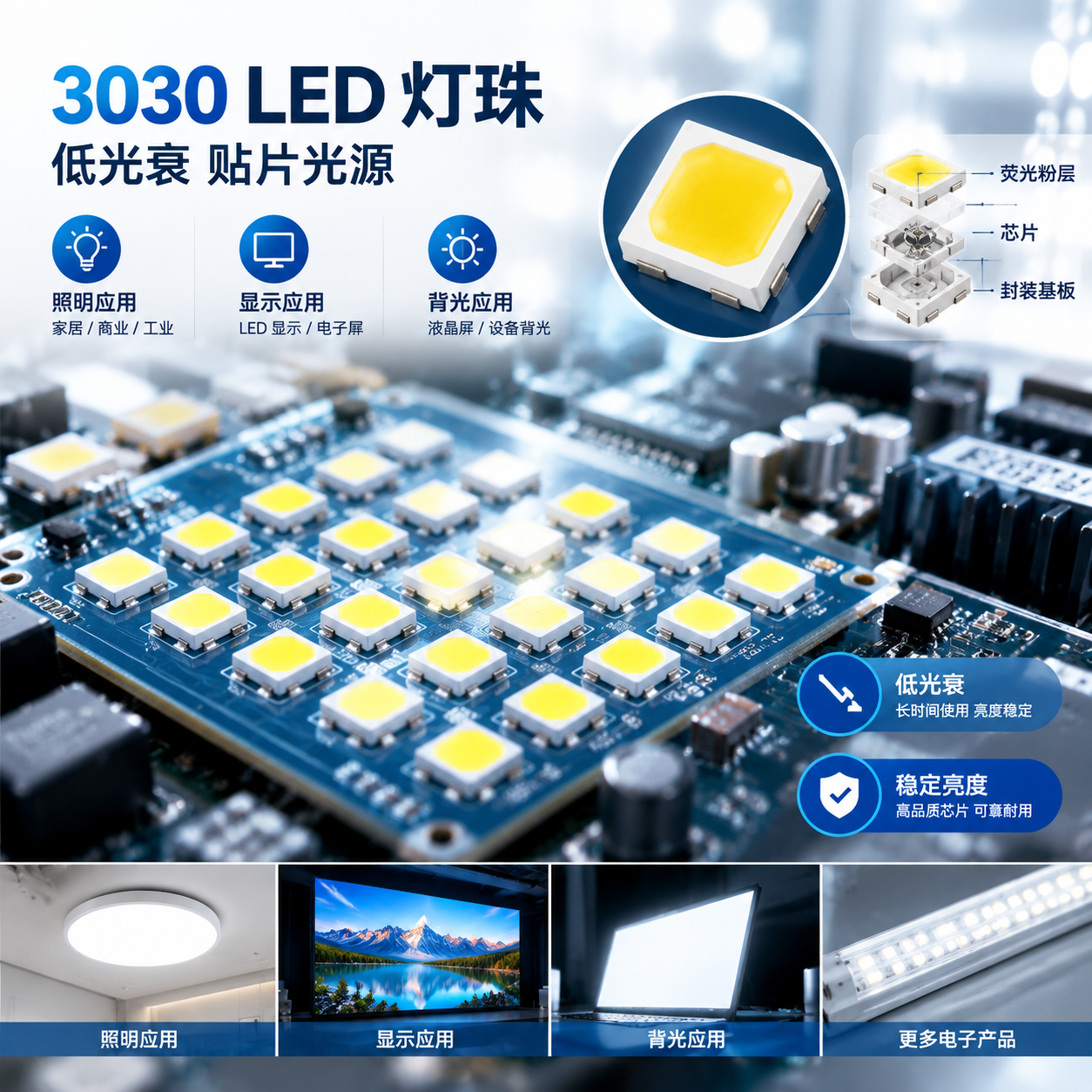 3030LED低光衰灯珠实拍展示
