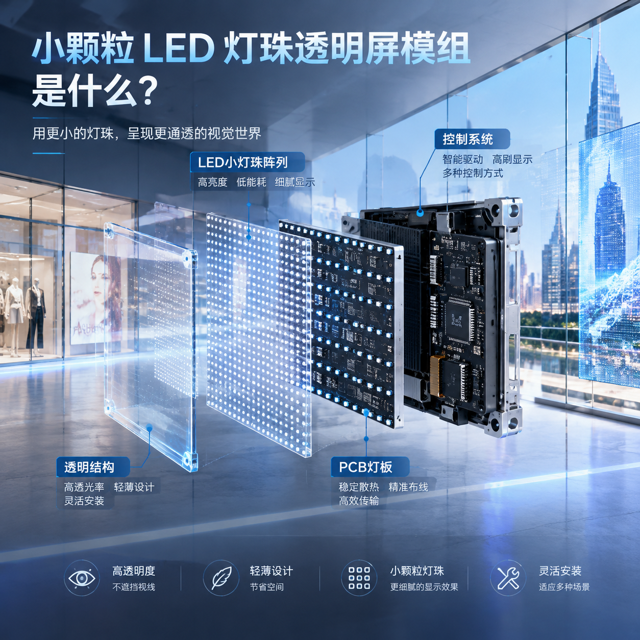 透明LED模组立体拆解结构