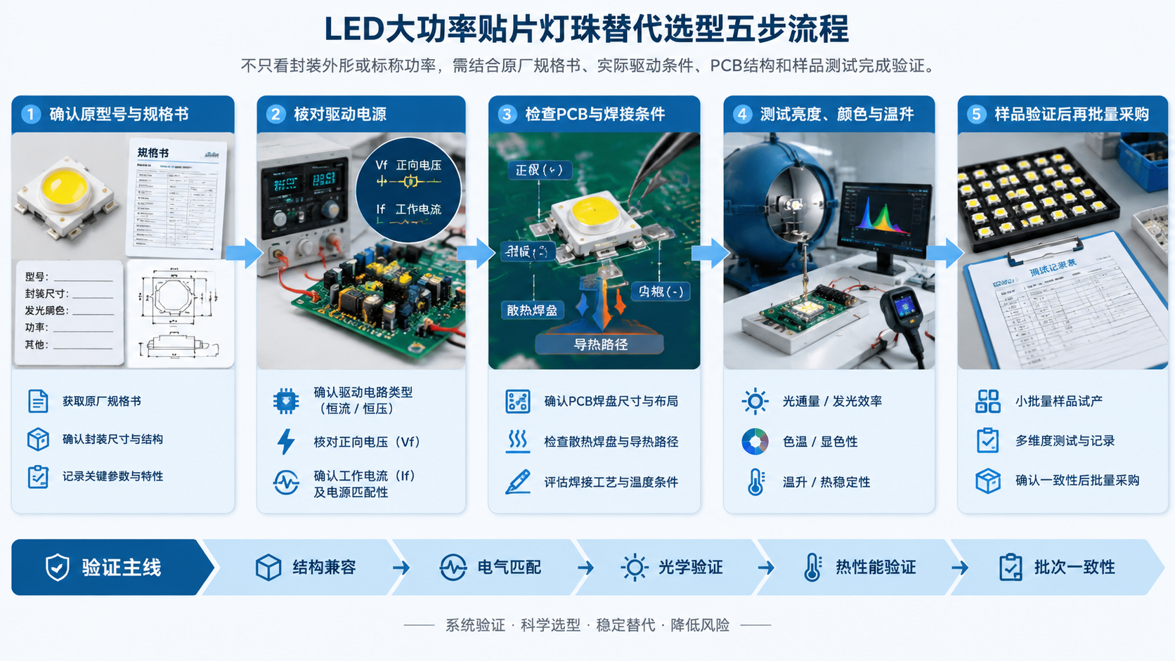 LED替代选型五步流程图