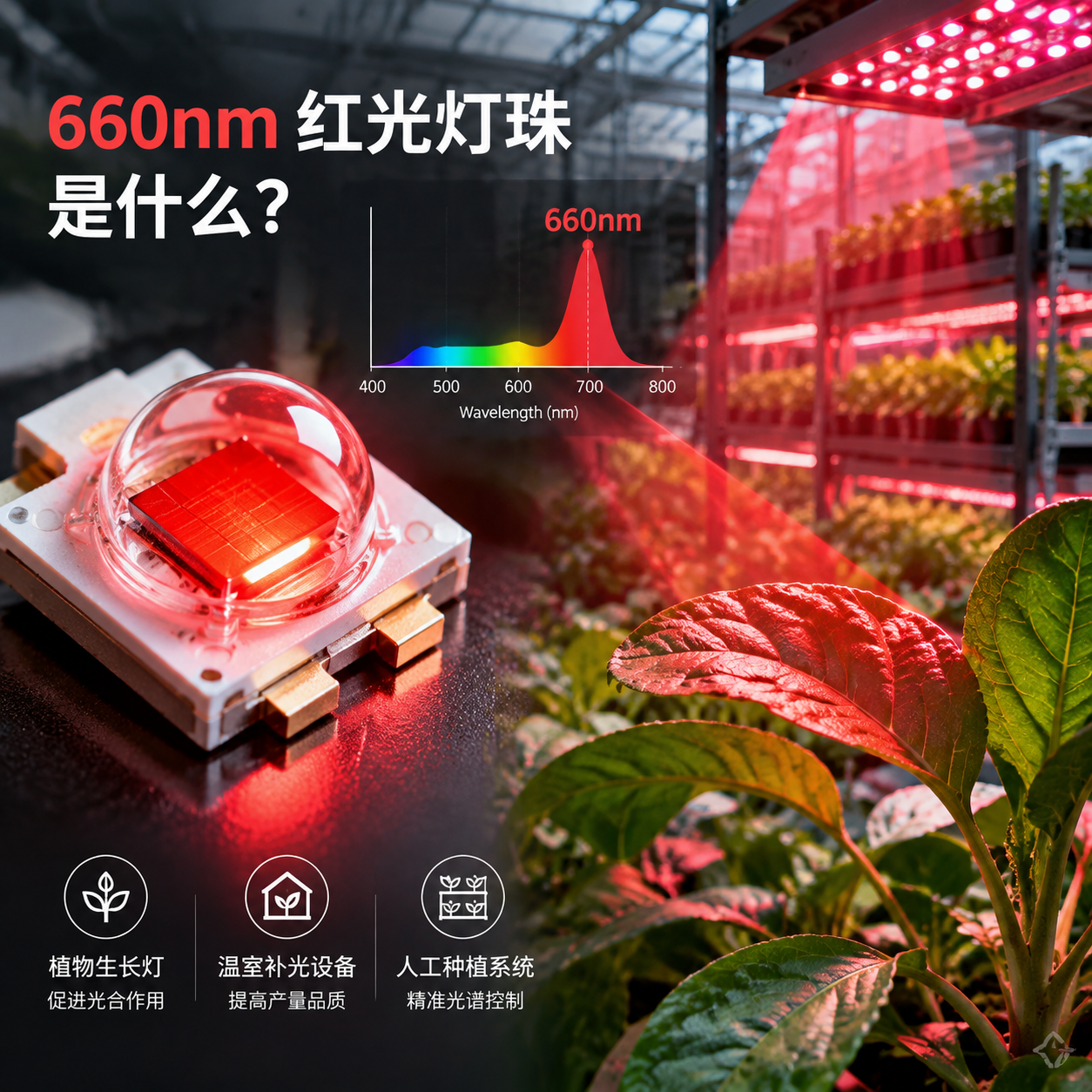 660nm红光灯珠是什么 植物生长LED灯珠实景