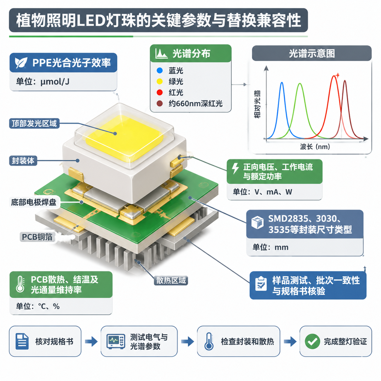 LED灯珠关键参数与替换兼容性示意图