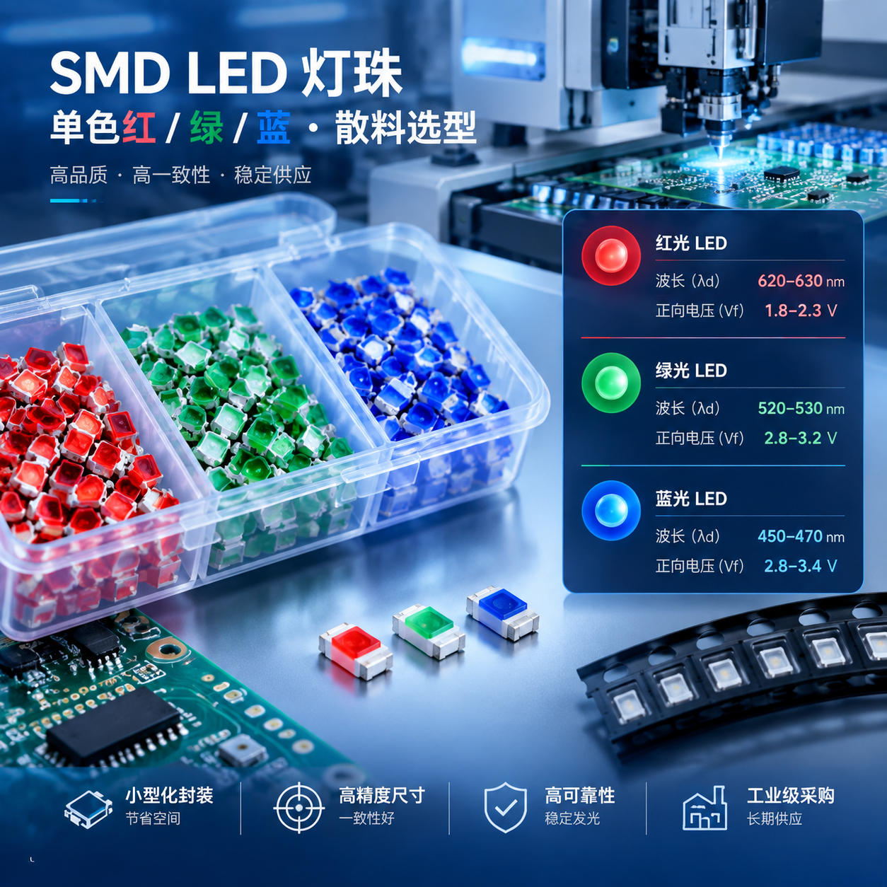 SMD LED选型主题红绿蓝灯珠散料