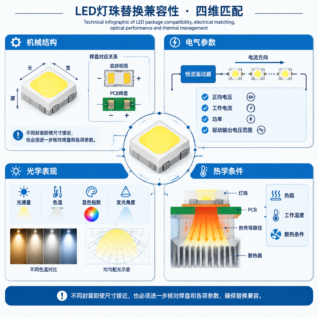 LED灯珠机械电气光学与热学匹配