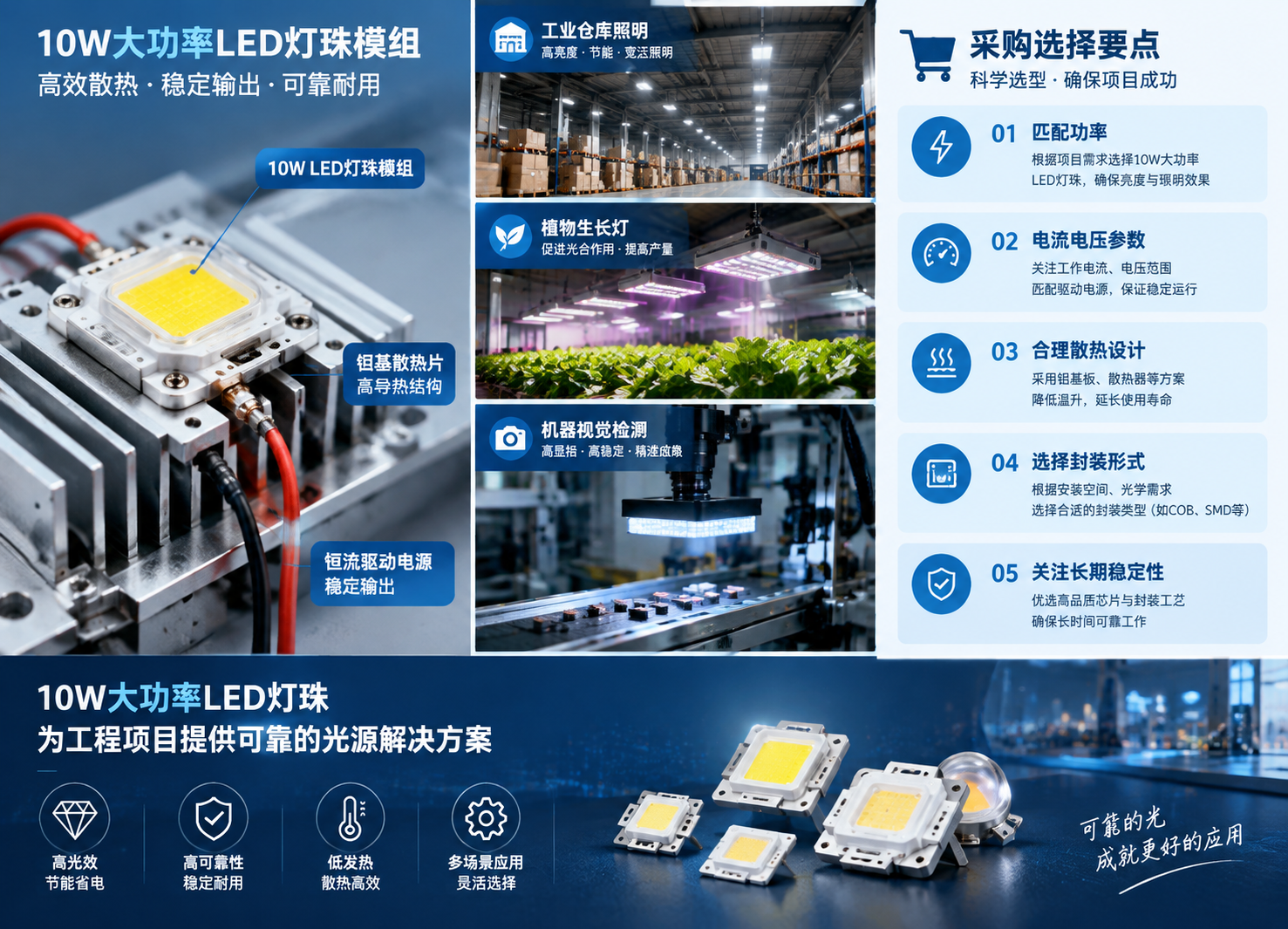 大功率 LED 灯珠 10W 现货(高亮照明应用解析)