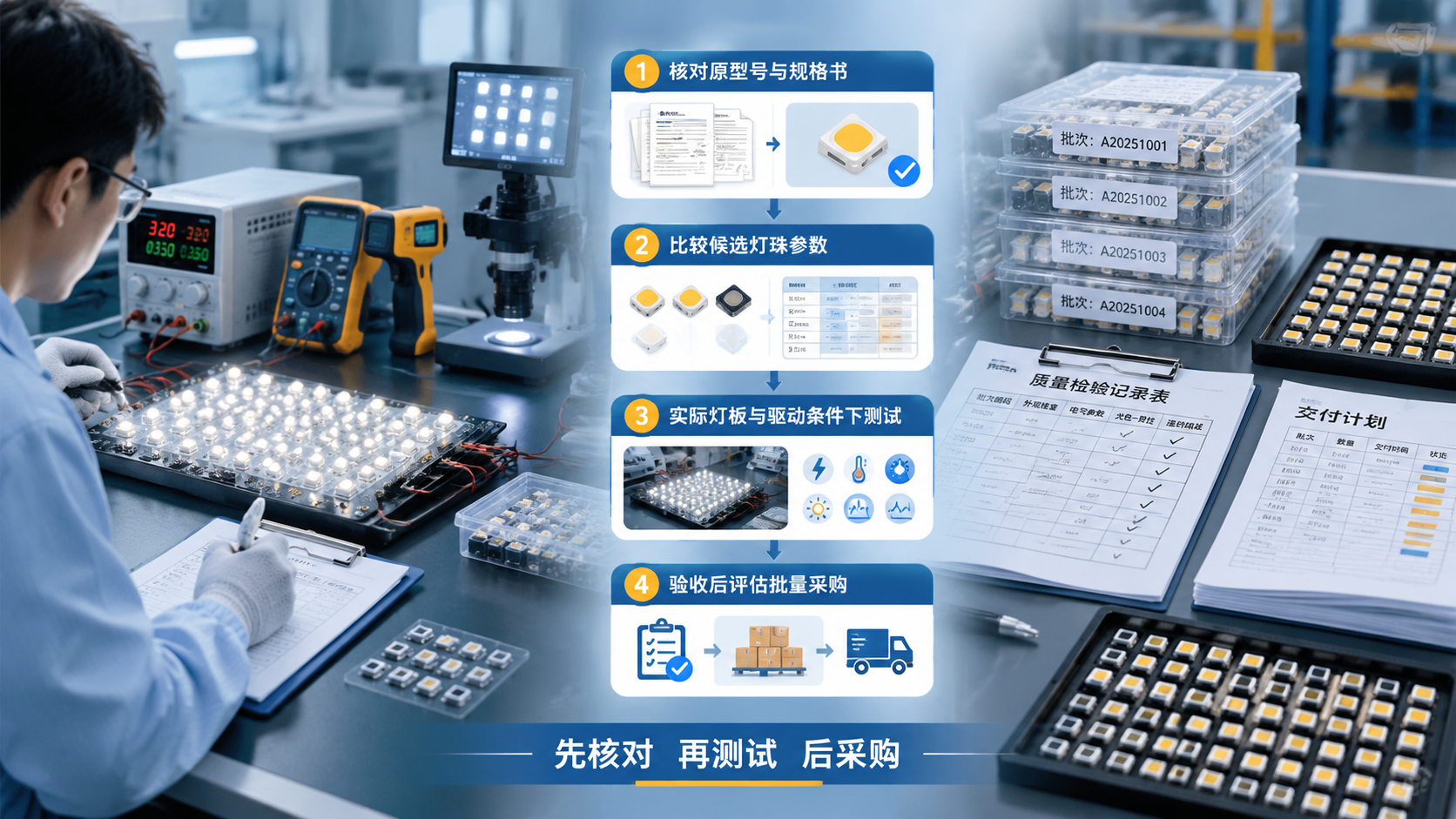 LED替换验证与批量采购决策场景图