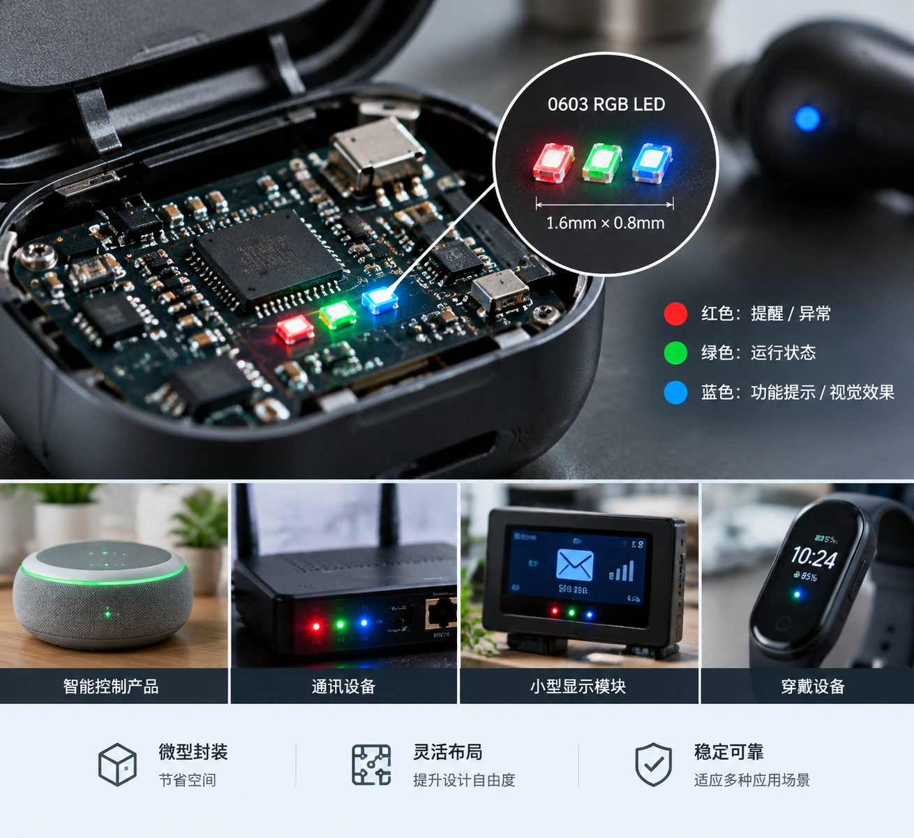 小尺寸0603LED灯珠红绿蓝(选型参数与应用指南)