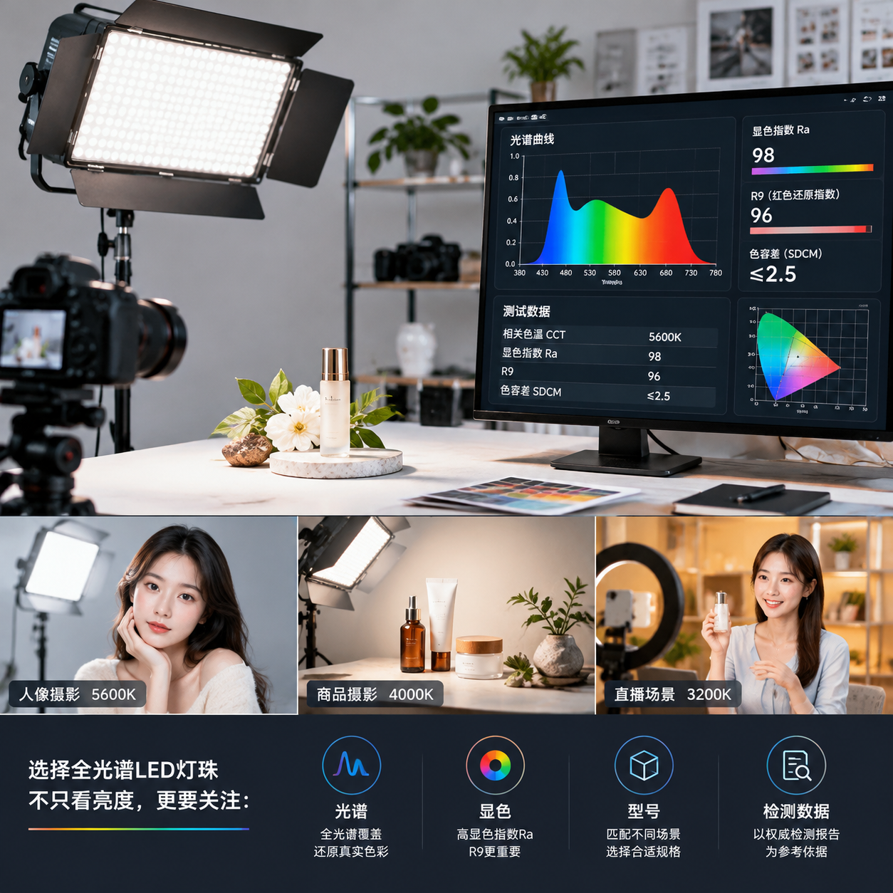 摄影灯全光谱LED选择建议实景图