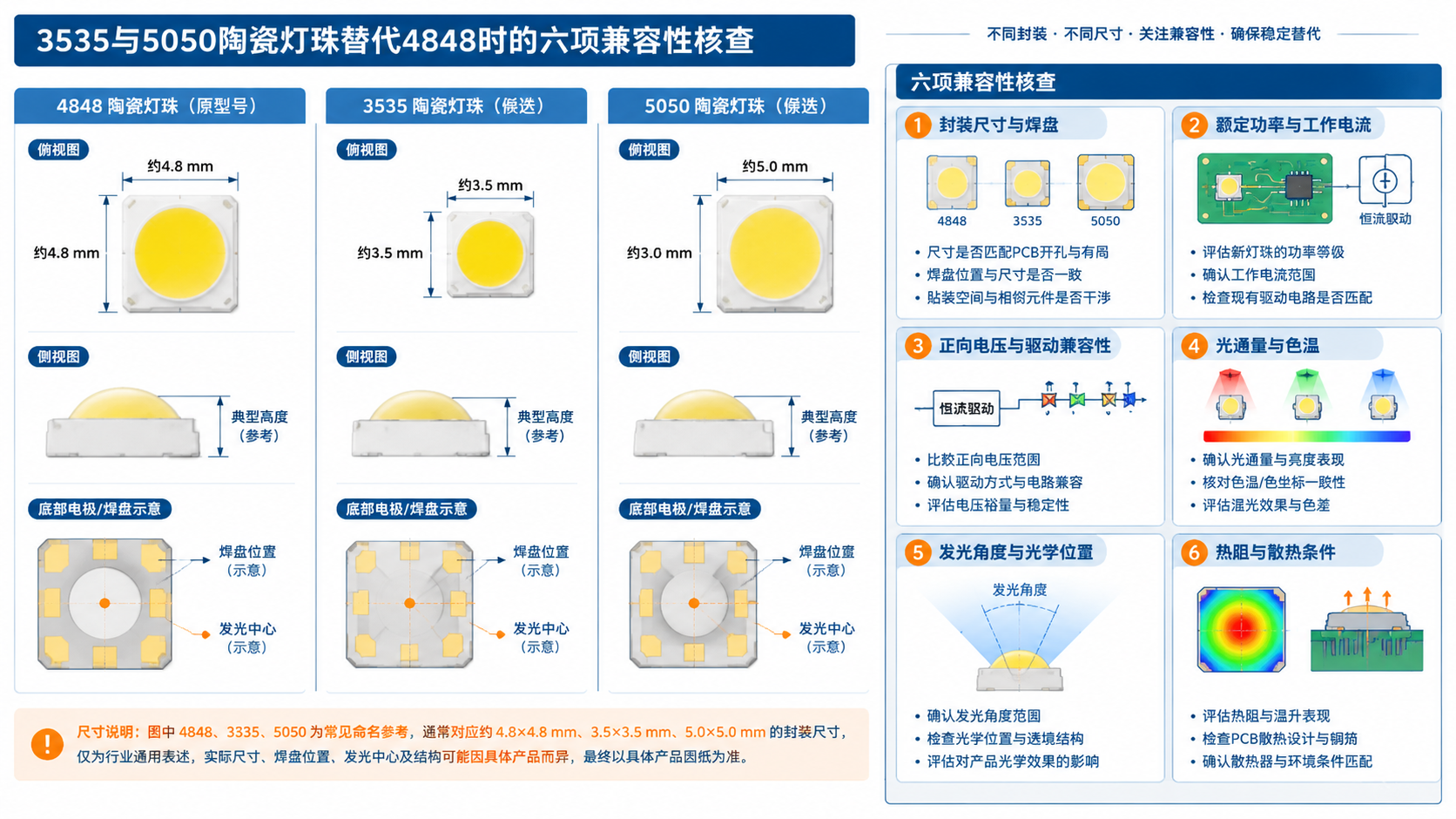 LED陶瓷灯珠替代选型工程示意图