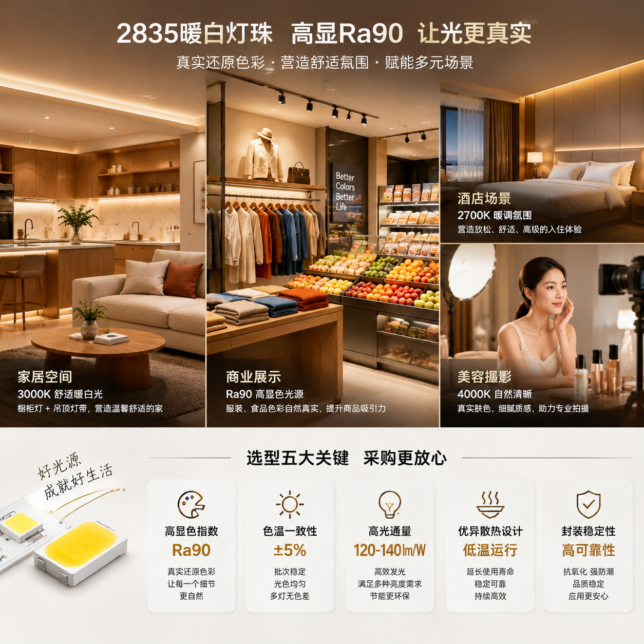 2835暖白Ra90应用场景