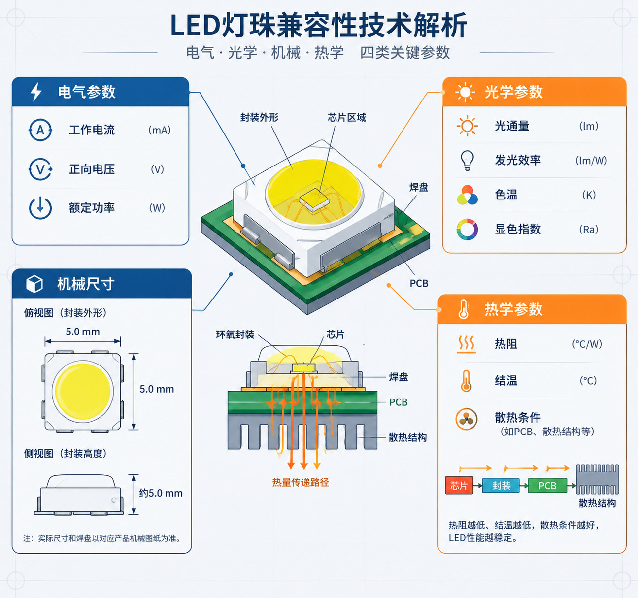 LED参数对比技术示意图