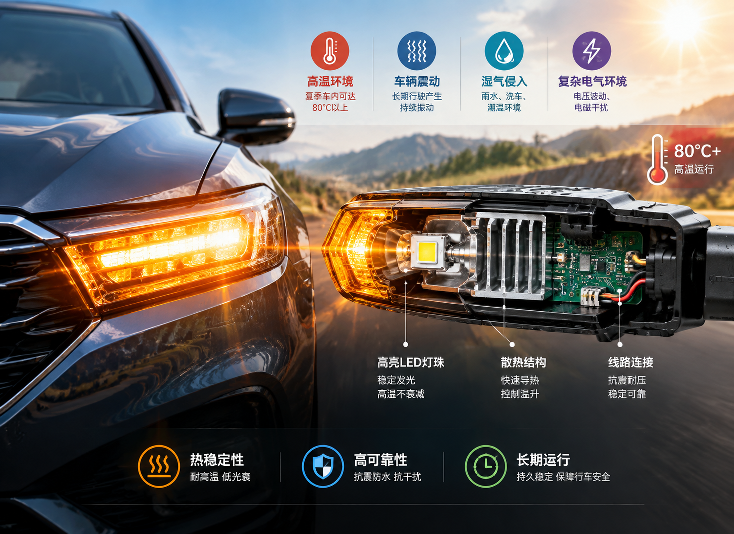 车载转向灯LED灯珠工作场景实拍
