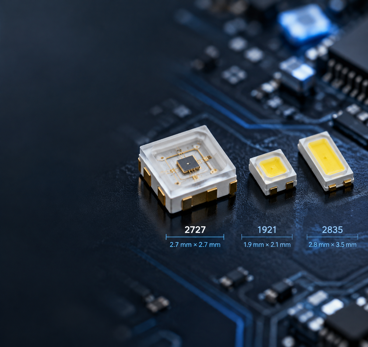2727与1921和2835 LED灯珠封装对比
