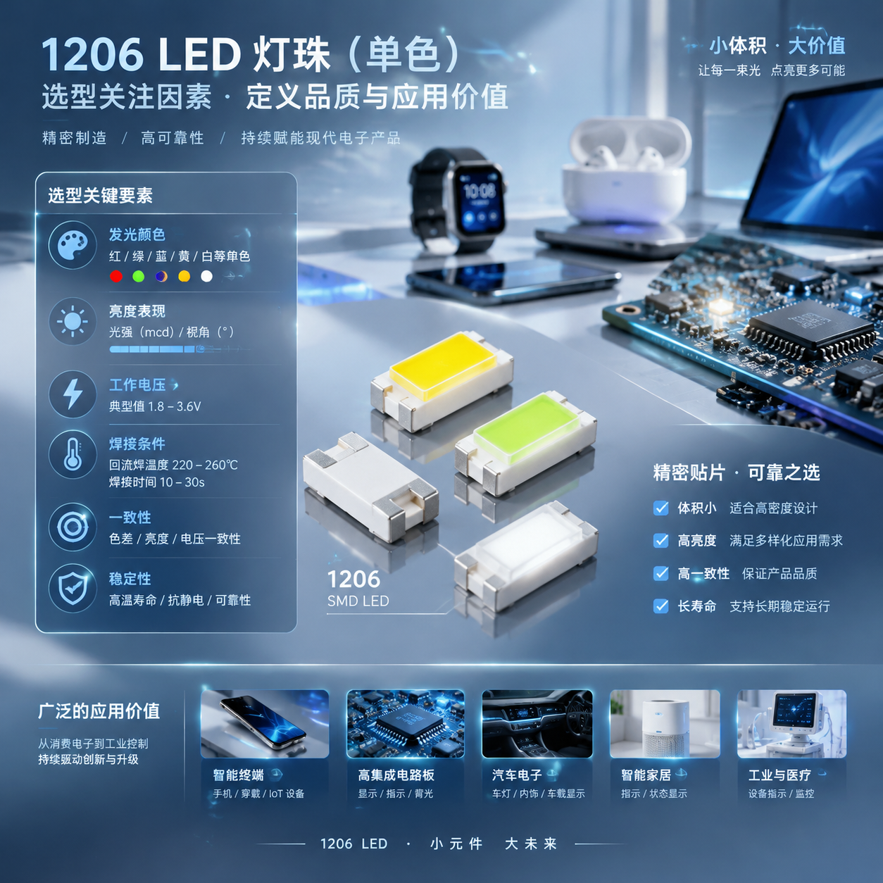 1206LED灯珠单色(高亮应用介绍)