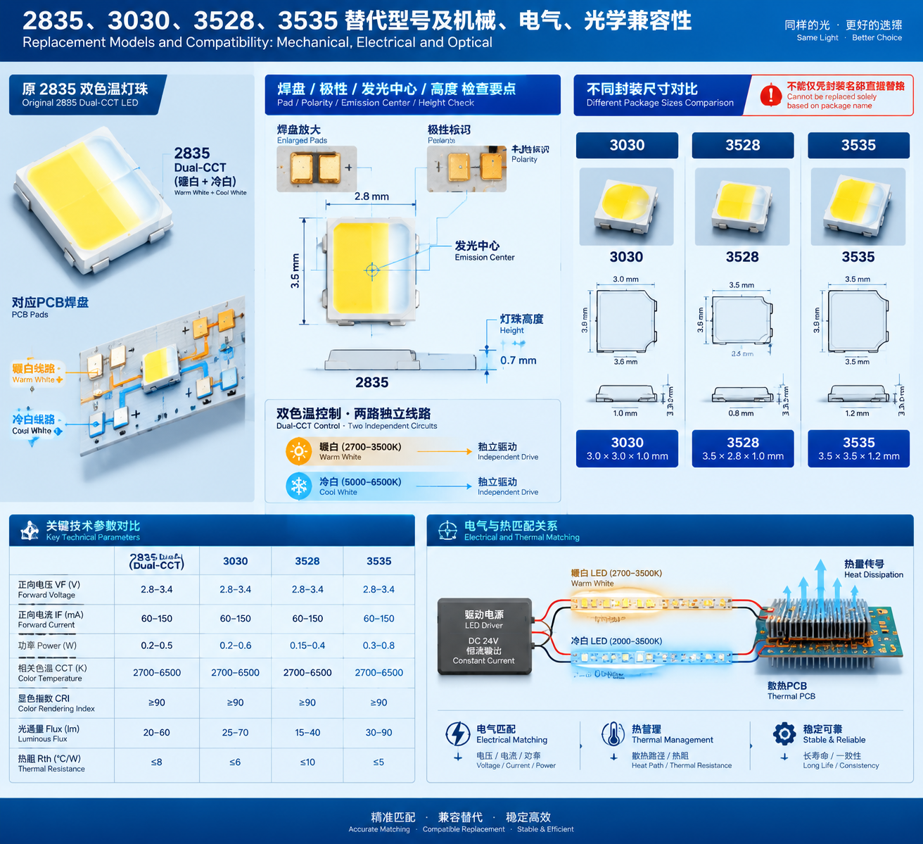 2835与3030等替代型号兼容性对比图