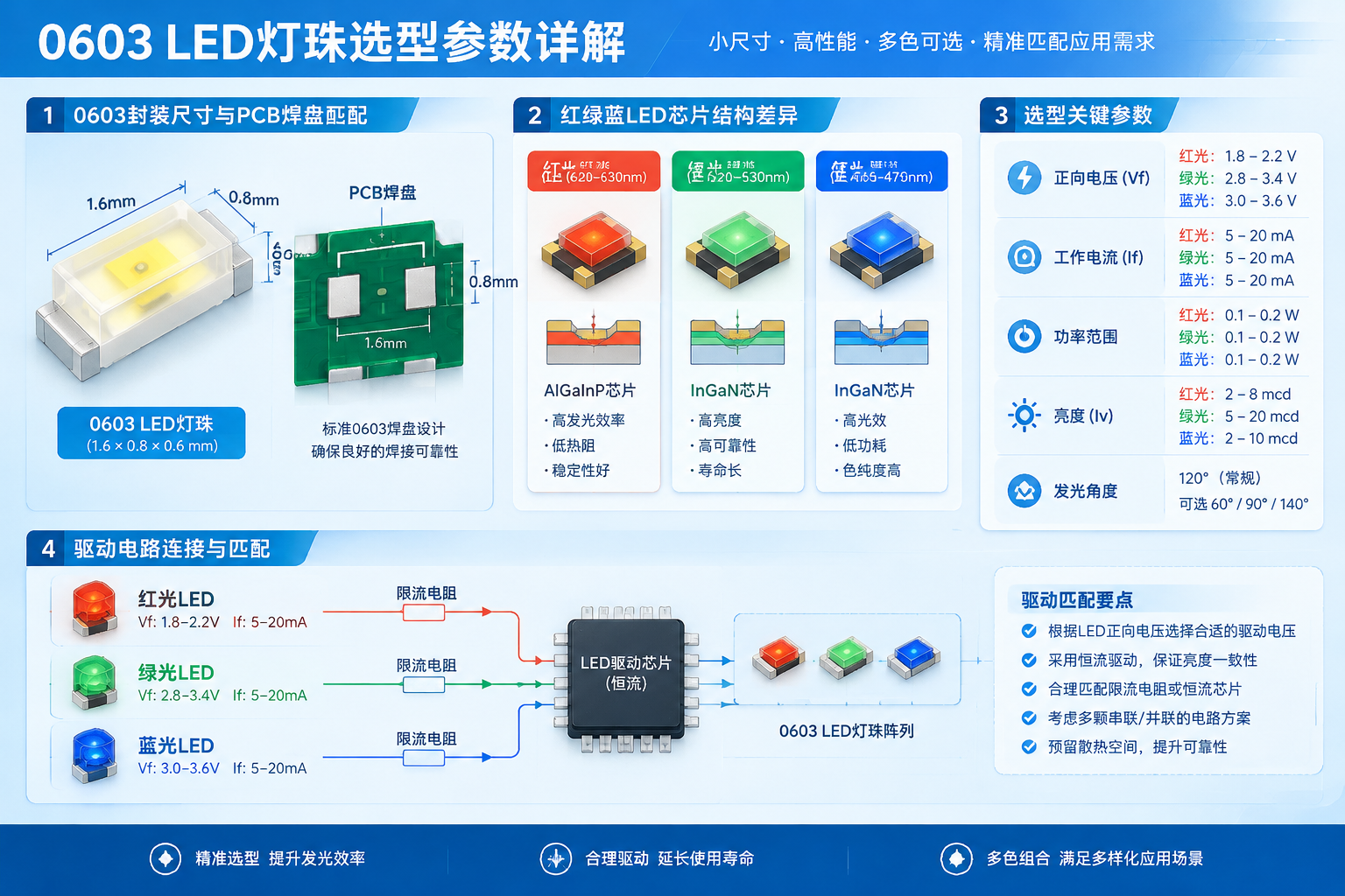 0603LED灯珠选型参数示意图