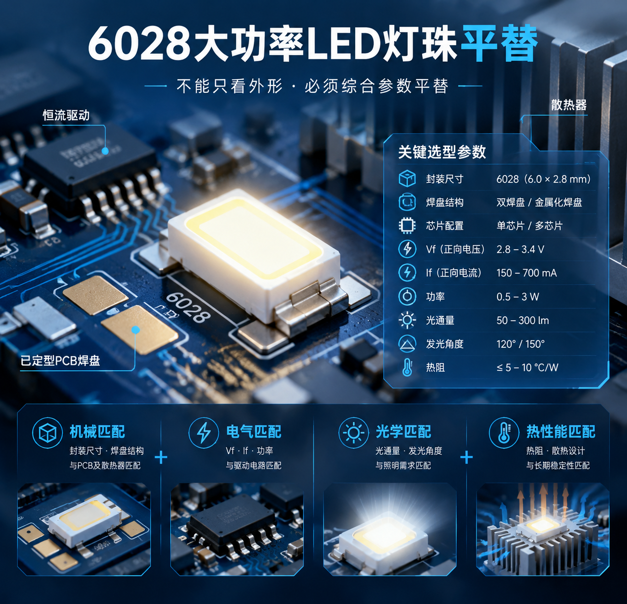 6028大功率LED灯珠参数选型场景