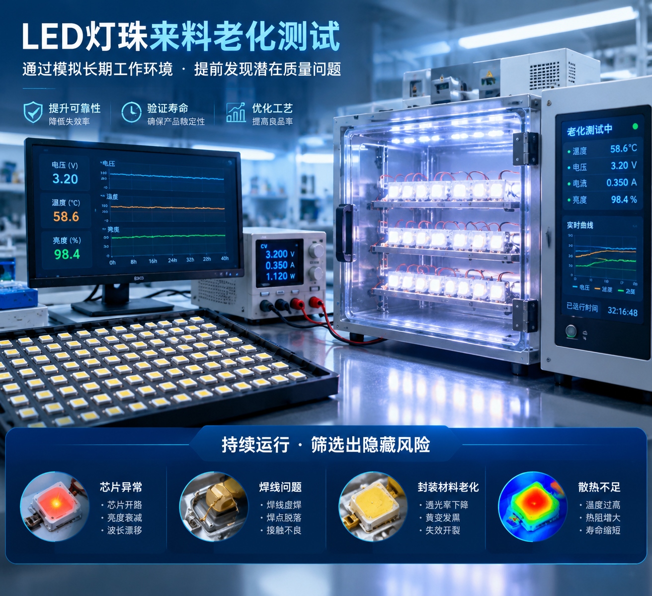 LED灯珠老化测试实验室场景