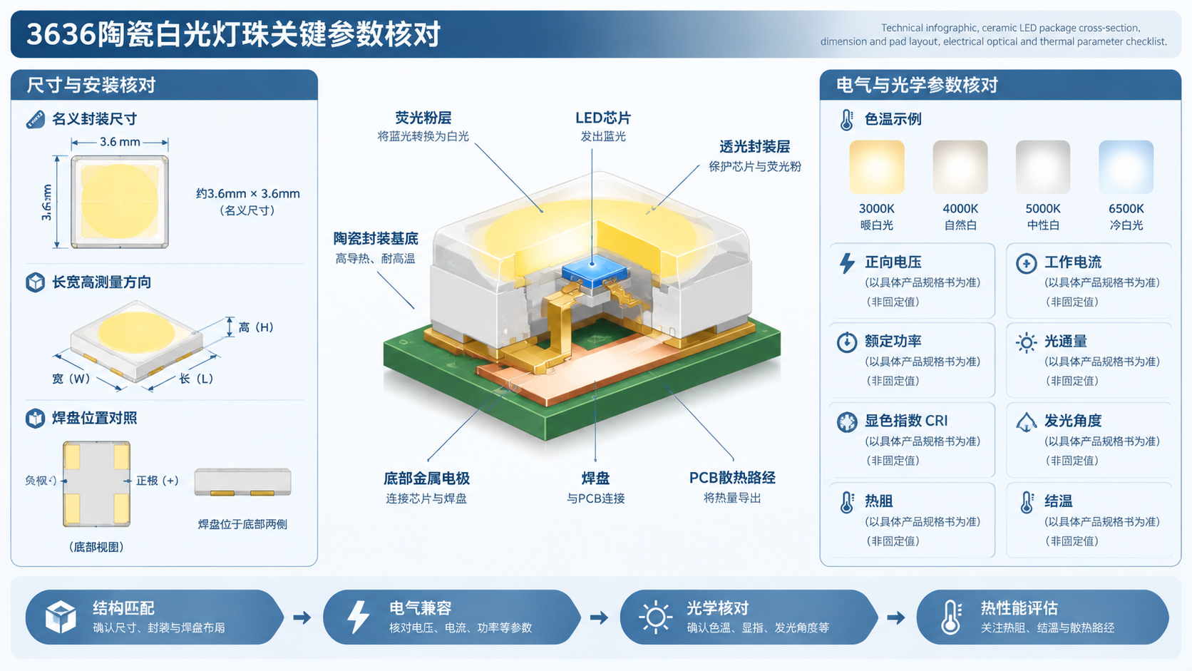 3636陶瓷灯珠参数核对