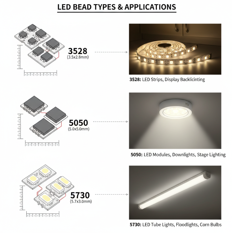 LED灯珠型号对照表完整指南：参数、选择与应用
