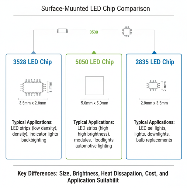 贴片LED灯珠型号及尺寸完整指南：规格参数、选型方法与应用场景详解（2025）