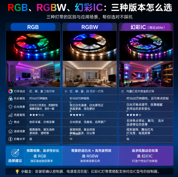 5050全彩LED灯珠选型指南：参数、版本对比与应用场景