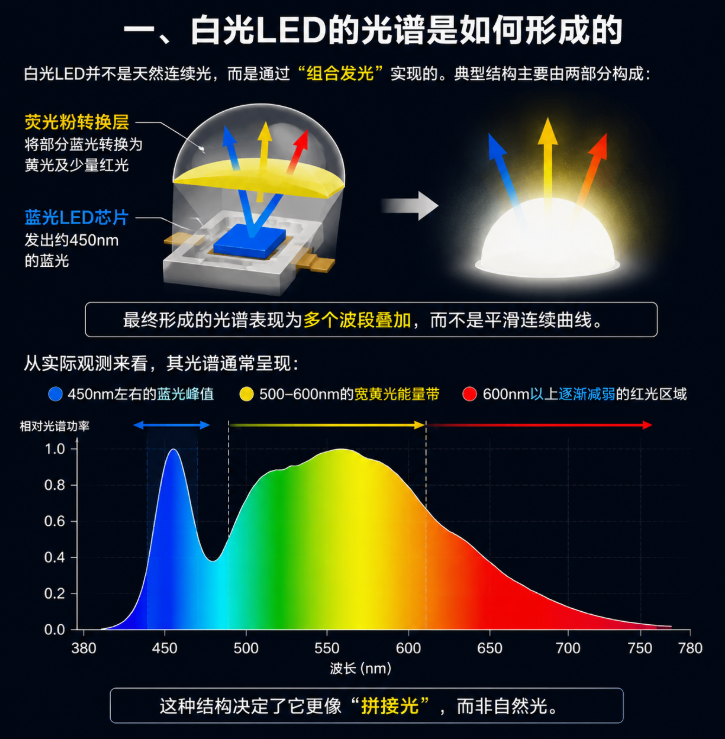 白光LED光谱特性：为什么光谱不完整白光LED光谱特性