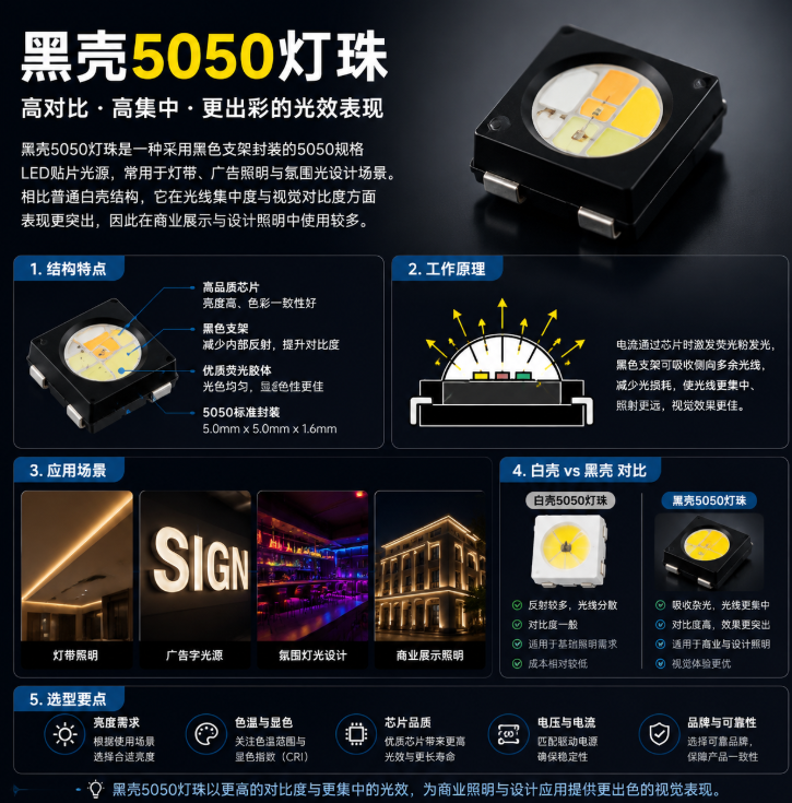 黑壳5050灯珠是什么及应用解析 | 恒彩电子