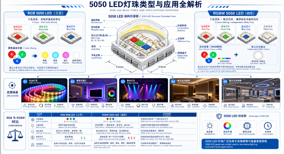 阿里5050LED灯珠采购指南：参数、类型、价格与厂家选择