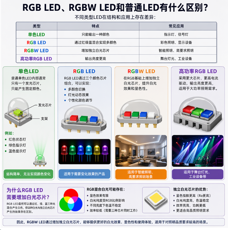LED三色发光原理详解：RGB LED如何实现多种颜色变化？