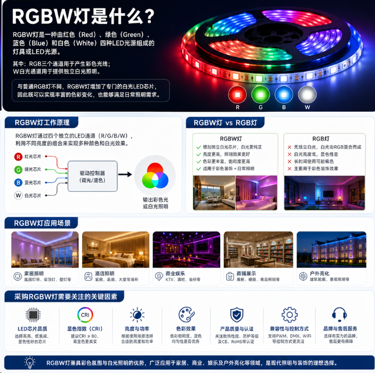RGBW灯是什么？原理、优势、应用场景与选型指南