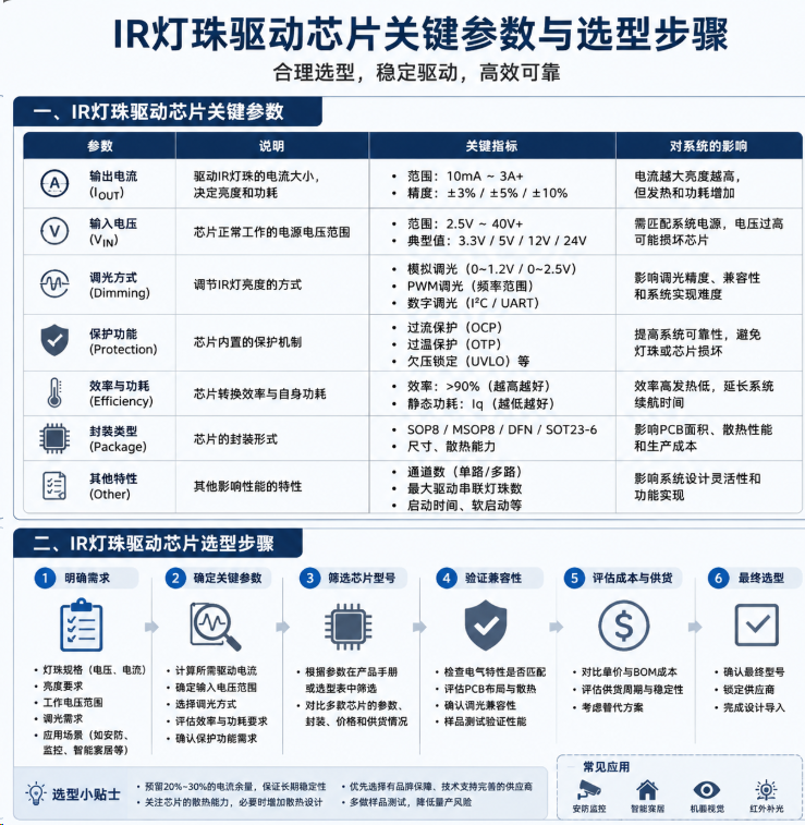 IR灯珠驱动芯片(高性价比选型与电路设计指南)